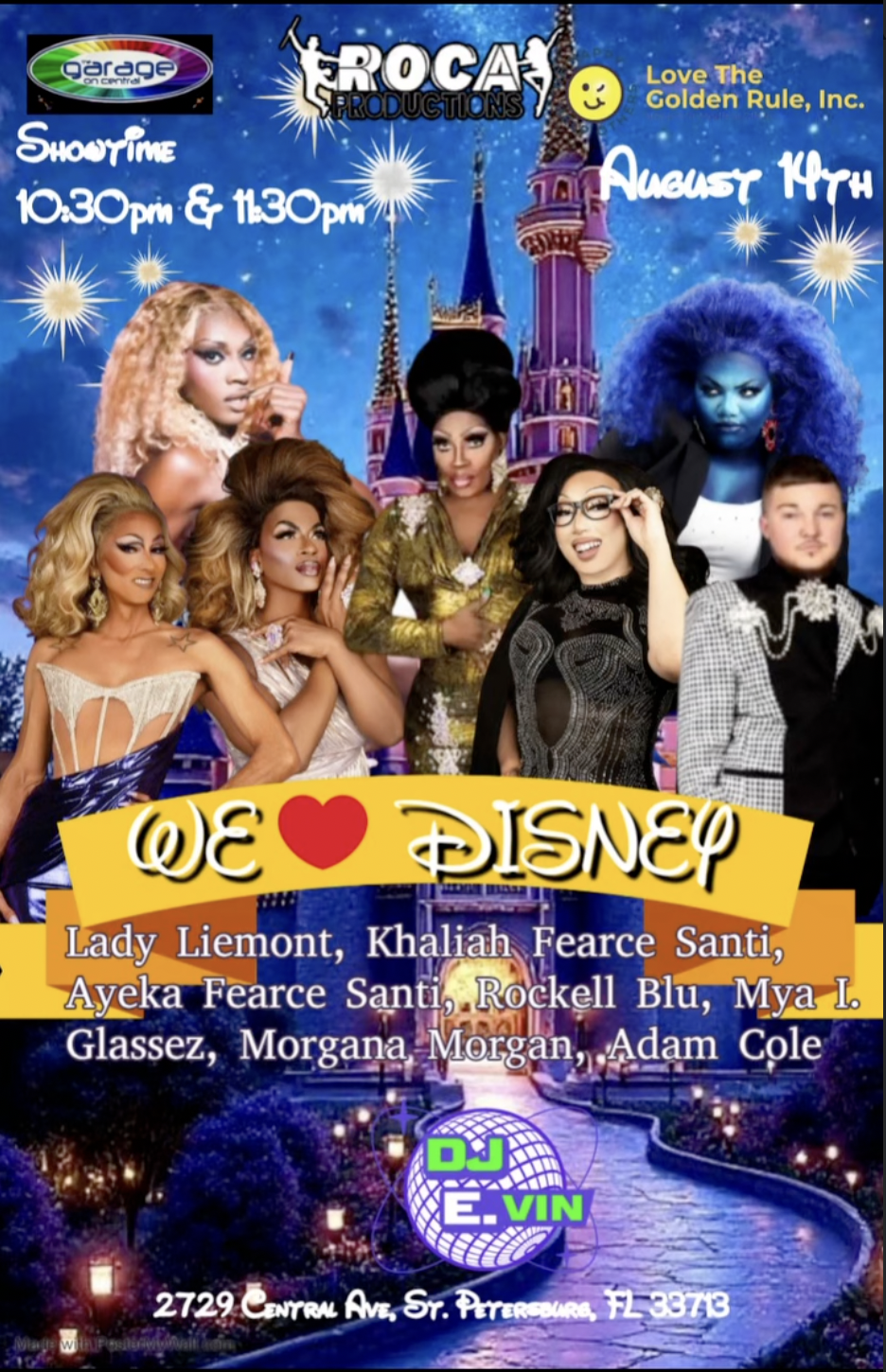 We ♥ Disney — a drag show at The Garage on Central, benefiting Love The Golden Rule
